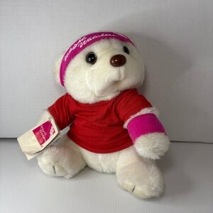 Cloud 9 Plush White Weight Watchers Stuffed Bear WW Cuddles W/Pink Head Band NWT
